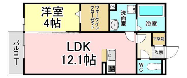DROOM和田町(1LDK/2階)の間取り写真