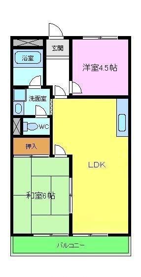 チェリーガーデン(2LDK/2階)の間取り写真