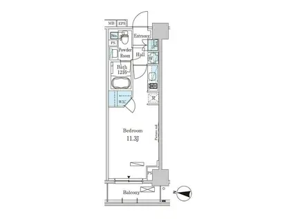 パークアクシス木場キャナル ウエスト(ワンルーム/9階)の間取り写真