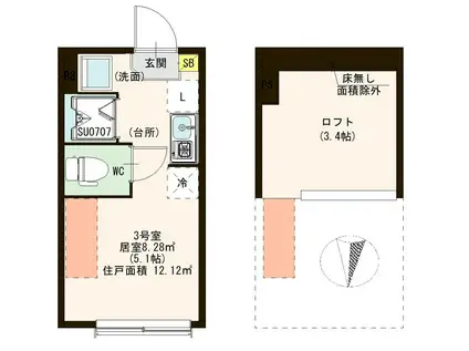 セントプレシャス綾瀬(ワンルーム/1階)の間取り写真
