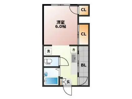 平野楽器ビル(1K/4階)の間取り写真