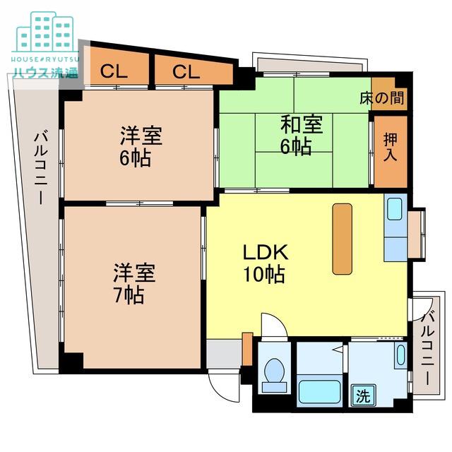 本原田川ハイツ(3LDK/2階)の間取り写真