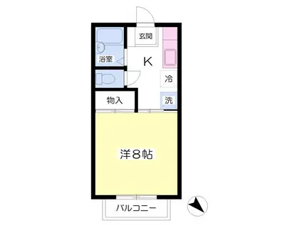 プレジール山の寺(1K/2階)の間取り写真