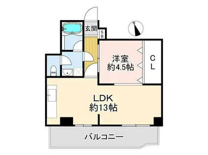 第二豊田ビル(1LDK/5階)の間取り写真