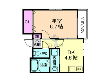 メゾン第2フローライト(1DK/1階)の間取り写真