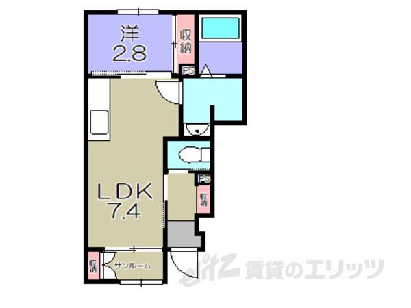 グッドライフステージ札ノ辻(1LDK/1階)の間取り写真