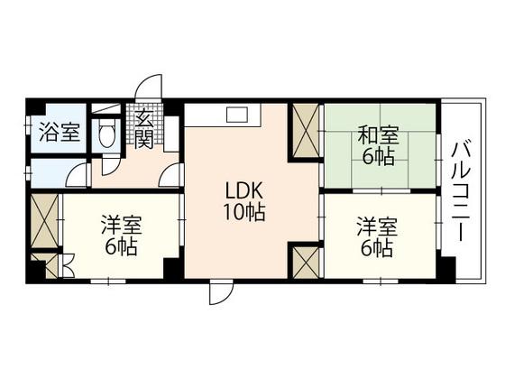 丸子ビル(3LDK/6階)の間取り写真