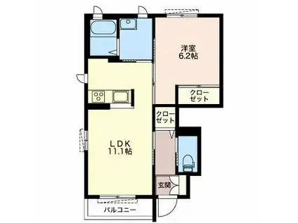 アネモス(1LDK/1階)の間取り写真