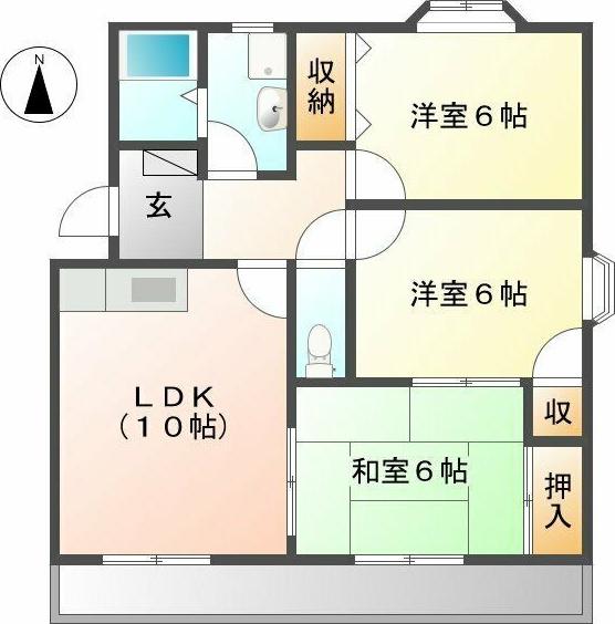 サクセス(3LDK/3階)の間取り写真