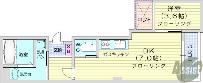 アーバン21(1DK/2階)の間取り写真