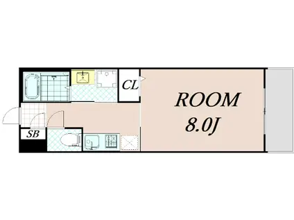 CREST TAPP京都丹波口II(1K/3階)の間取り写真