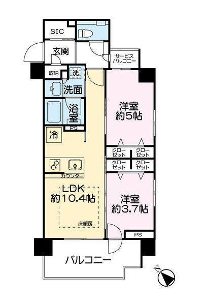 クリオラベルヴィ豊平(2LDK/2階)の間取り写真