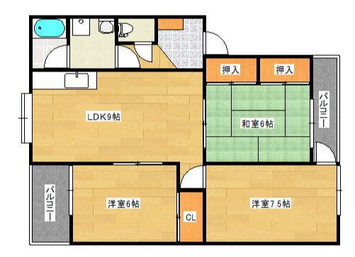 ガーデンヒルズ(3LDK/3階)の間取り写真