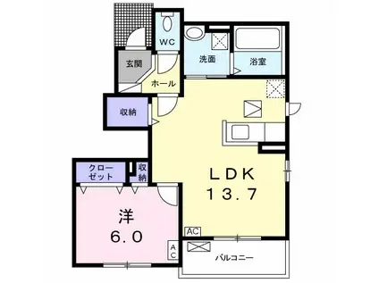 ルポーゼ・エスパスII(1LDK/1階)の間取り写真