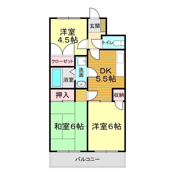 レトゥールビヨン松小田IV(3DK/1階)の間取り写真