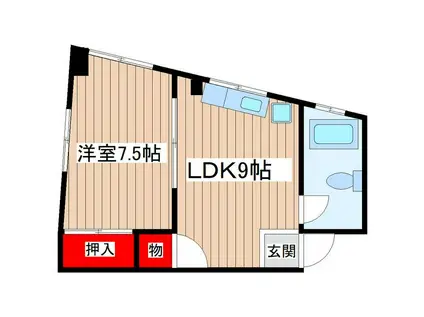 サンケイビル(1LDK/4階)の間取り写真