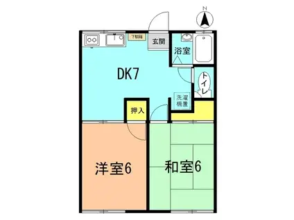 ベルハイツ(2DK/1階)の間取り写真