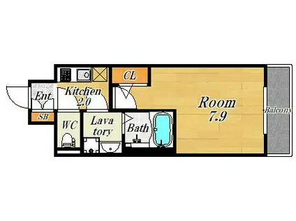 レジュールアッシュ福島FINO(1K/7階)の間取り写真