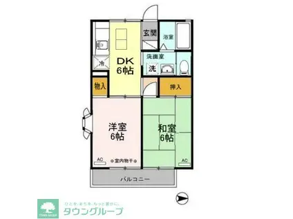 ルードルフィアタウンズ C棟(2DK/1階)の間取り写真