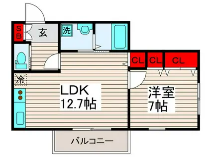 グランツラウム創美舎I(1LDK/2階)の間取り写真