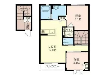 ヒルズガーデンA(2LDK/2階)の間取り写真