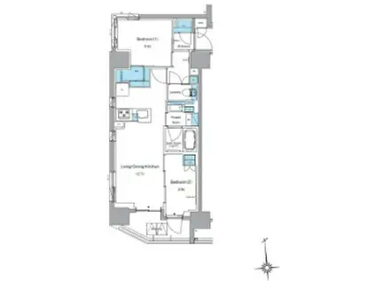 LEFOND PROGRES上野稲荷町(2LDK/11階)の間取り写真