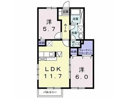 フィール ファインA(2LDK/1階)の間取り写真