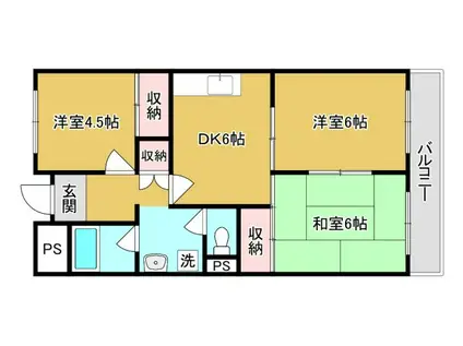 小浦ビューハイツ(3DK/2階)の間取り写真