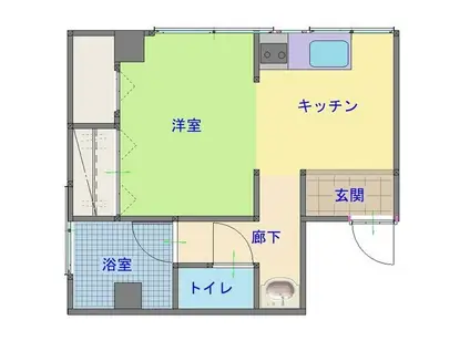 円口ビル 坂本(1DK/4階)の間取り写真