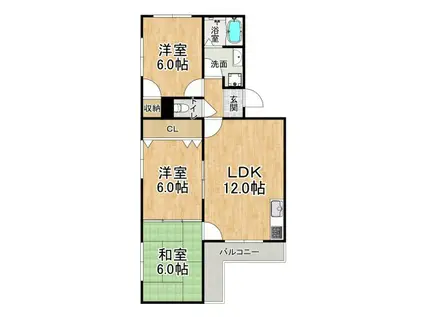 ハイツポールベール(3LDK/1階)の間取り写真