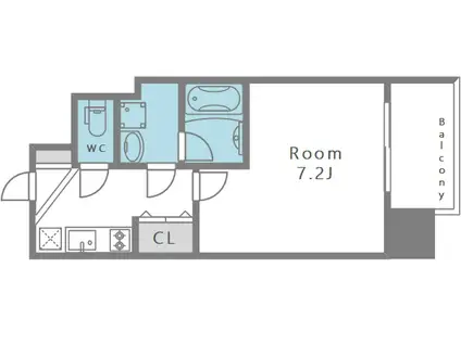 BROAD 新うめきたRESIDENCE(1K/7階)の間取り写真