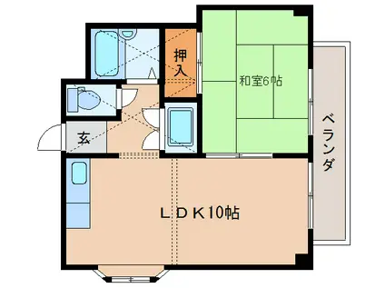 シティパレス21郡山九条(1LDK/3階)の間取り写真