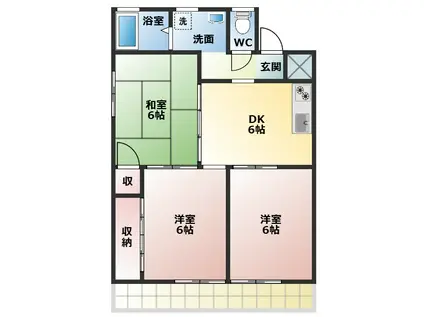 日の丸ビル(3DK/2階)の間取り写真