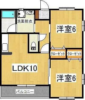 フルール コート(2LDK/1階)の間取り写真