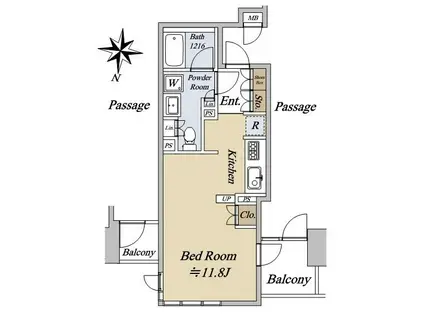 THE HIGH HORIE(ワンルーム/5階)の間取り写真