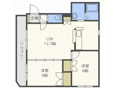 ソルヴィエント宮ヶ丘(2LDK/3階)の間取り写真