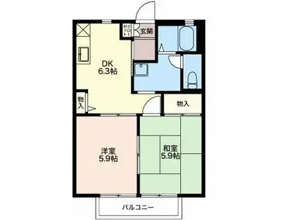 エクセルK2(2DK/1階)の間取り写真