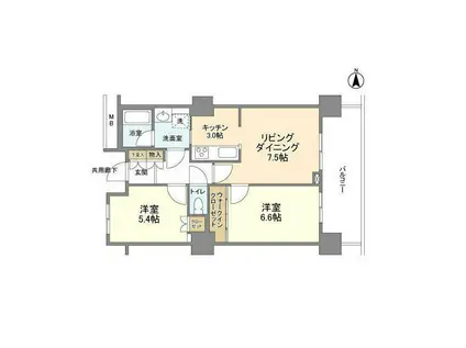 豊洲シエルタワー(2LDK/31階)の間取り写真