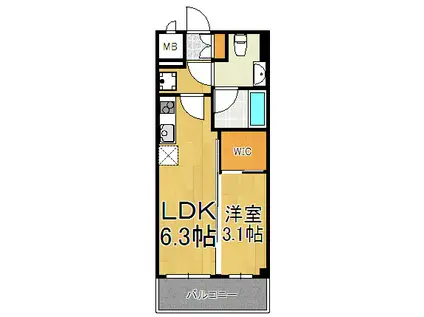 ヴェール尼崎城(1LDK/2階)の間取り写真