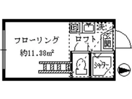 フェリスシェリー(ワンルーム/2階)の間取り写真