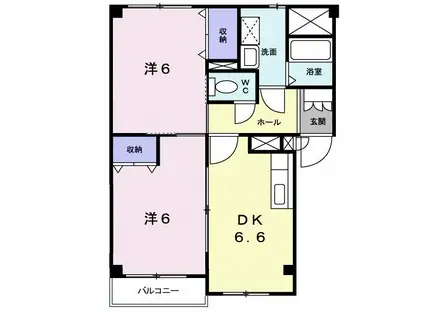 エトワール(2DK/1階)の間取り写真