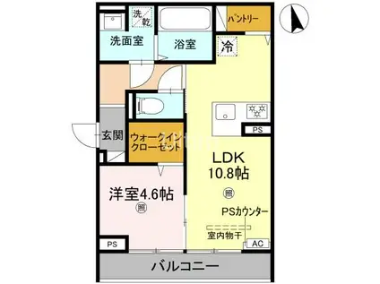 D-ROOM伏見駅前(1LDK/2階)の間取り写真