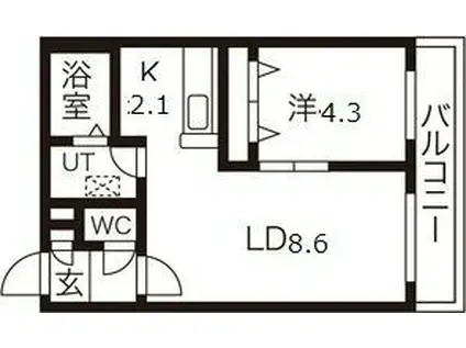 UKURU HILLS(1LDK/4階)の間取り写真