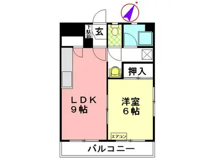 萩原ビル(1LDK/4階)の間取り写真