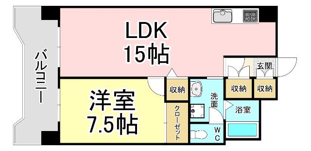 メモリープラザ小倉(1LDK/3階)の間取り写真