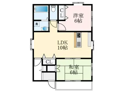 白鷺町3丁(2LDK/3階)の間取り写真