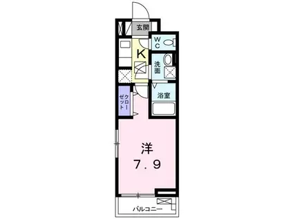 レアマハロ(1K/1階)の間取り写真