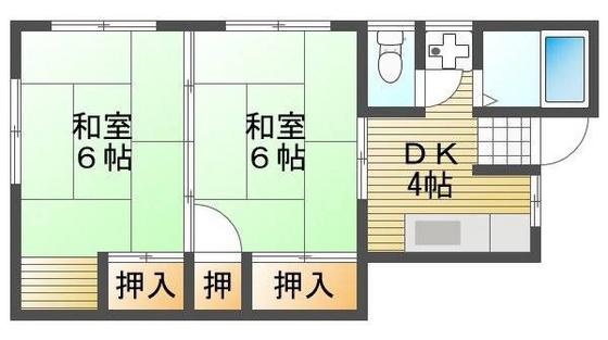 ハセガワコーポI(2DK/1階)の間取り写真