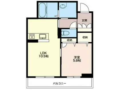 NEW RICHII(1LDK/2階)の間取り写真