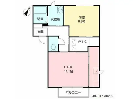 モスティサーク I棟(1LDK/2階)の間取り写真